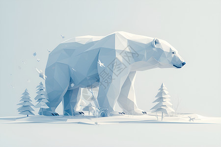 冰川形成可爱的北极熊插画