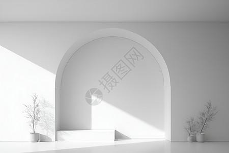 纯白的拱门建筑背景图片