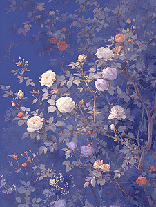 花藤缠绕中的玫瑰背景图片