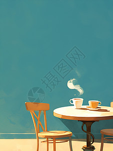 桌子上的咖啡杯桌子上的咖啡插画