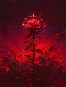 荆棘花漂亮的红玫瑰插画