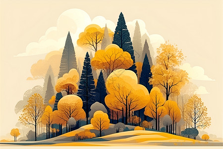 树形状迷人的树系列插画