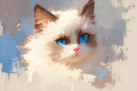 白色猫咪的蓝眼睛高清图片