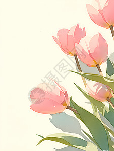 水彩粉色郁金香背景图片