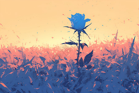 草地上傲然孤立的玫瑰高清图片