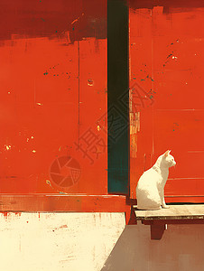 一只白色的猫咪背景图片