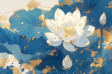 传统风格的莲花插画背景图片