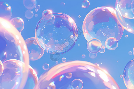 气泡PSD空中的五彩气泡插画
