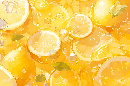 酸甜多汁的柠檬片背景图片