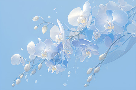 花瓣水珠微摄影柔美蓝色花上的水珠插画