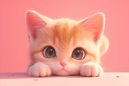 可爱的小猫咪在粉色背景上高清图片
