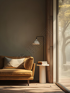 窗边的沙发标准灯垫子高清图片