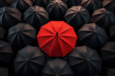 黑伞与红伞插画