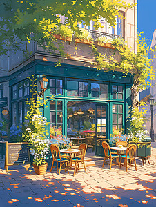 街边咖啡馆背景图片