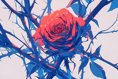一朵红玫瑰一朵美丽的红玫瑰插画