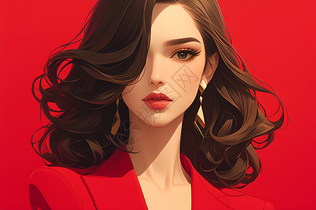 时尚西装外模女人穿着红色西装插画