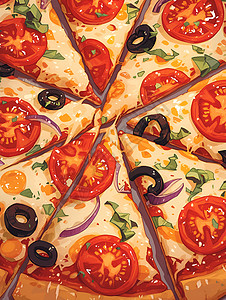 多种馅料的披萨高清图片
