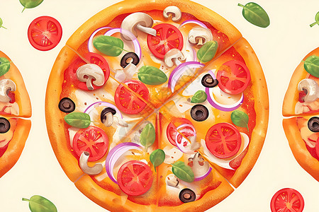 披萨小吃美味新鲜的披萨插画
