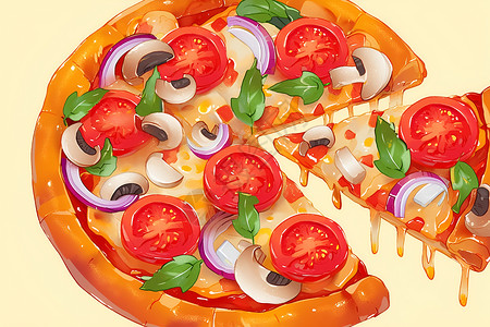 披萨小吃五彩斑斓的披萨插画