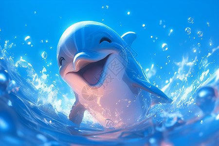 快乐海豚在大海中高清图片