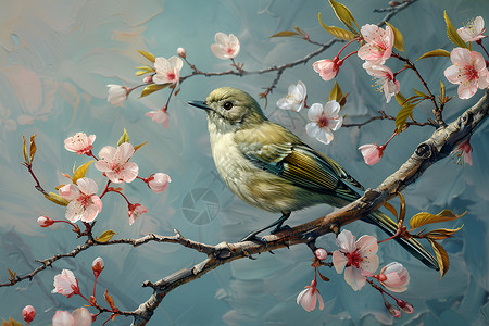 樱花上的小鸟背景图片