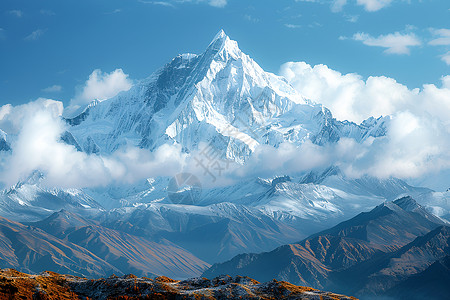 壮美河山喜马拉雅山脉壮美景插画