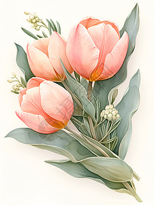 鲜艳鲜花植物鲜艳的郁金香插画
