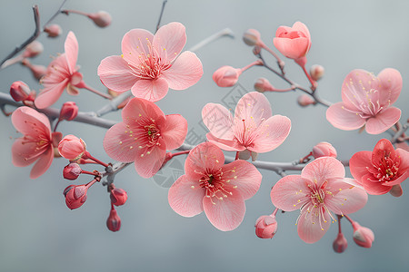 粉色桃花枝春日的宁静背景