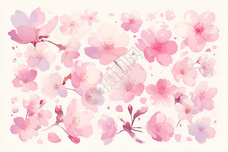 粉色的樱花植物插画高清图片
