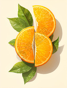 橙子皮切开的橙子插画