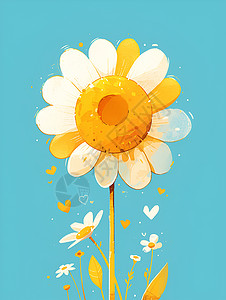 黄色清新植物萌萌的黄色花朵插画