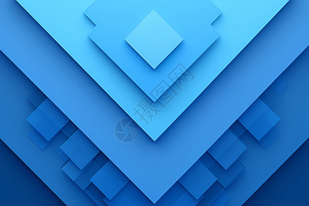 咖啡色几何方块四个垂直堆叠的蓝色方块插画
