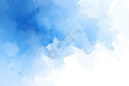白蘑蓝白渐变水彩中的安详插画