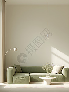 家居折页设计清新简约的现代客厅插画