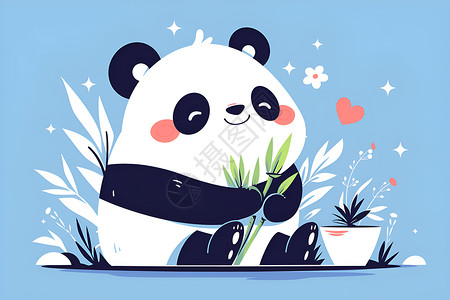 卡通熊猫插画背景图片