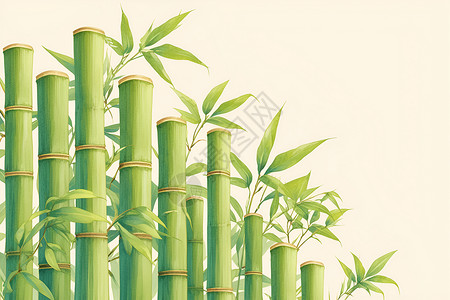 竹子植物翠绿的竹子插画