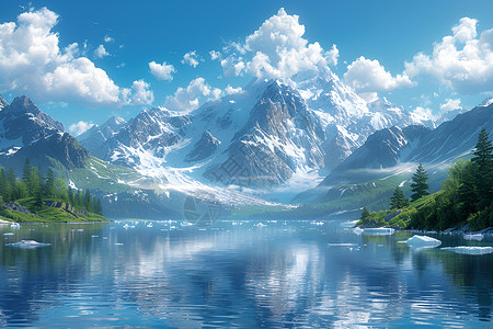 冰山倒影冰山的壮丽美景插画