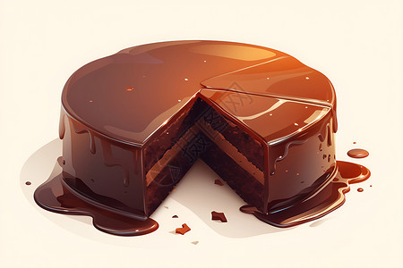 巧克力扁豆巧克力蛋糕的诱人美味插画