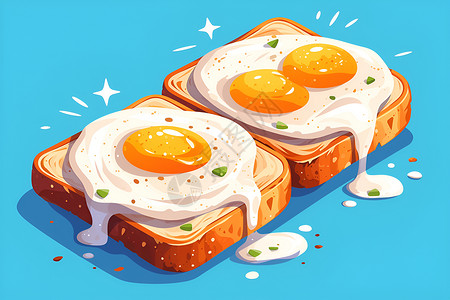 美味烤面包美味的烤面包夹鸡蛋插画