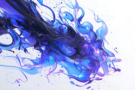 蓝紫色水墨蓝紫色晕染的水墨插画