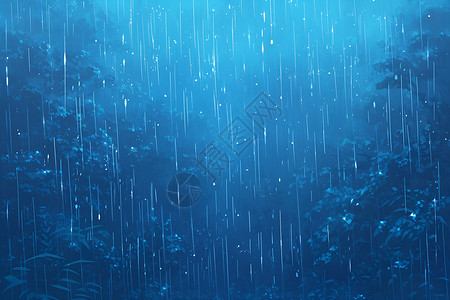 雨水天气树林里的暴雨插画