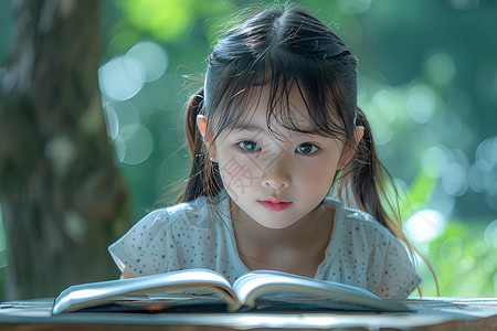 树荫下吃西瓜夏日树荫下阅读的女孩背景