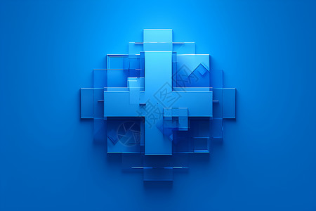 形状组合蓝色方块的组合插画