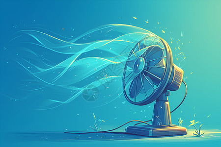 电风扇夏天空气循环风扇插画