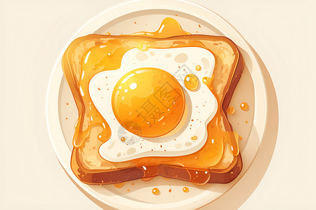 盘子里的鸡蛋盘子里的早餐插画