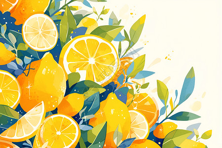 清新美丽的柠檬背景图片