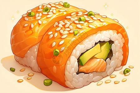 新鲜美味三文鱼寿司图片素材