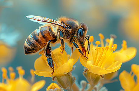 花朵蜜蜂边框花卉上采蜜的蜜蜂背景