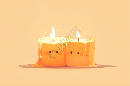 黄色卡通蜡烛背景图片