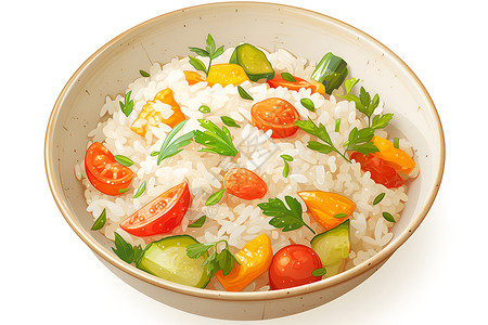 精选蔬菜营养美味的米饭插画